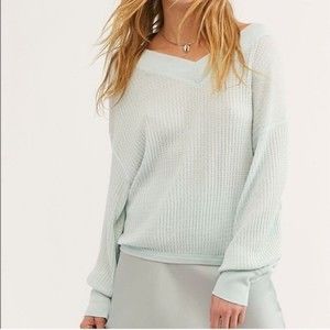 WE THE FREE South Side Thermal V Neck Mint Green Small